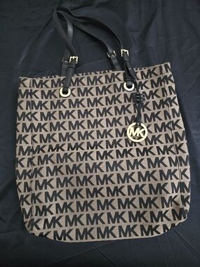 Michael Kors Brown and Black MK Logo Tote